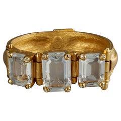 Retro CHRISTIAN DIOR BOUTIQUE Crystal Buckle Style Clamper Bracelet