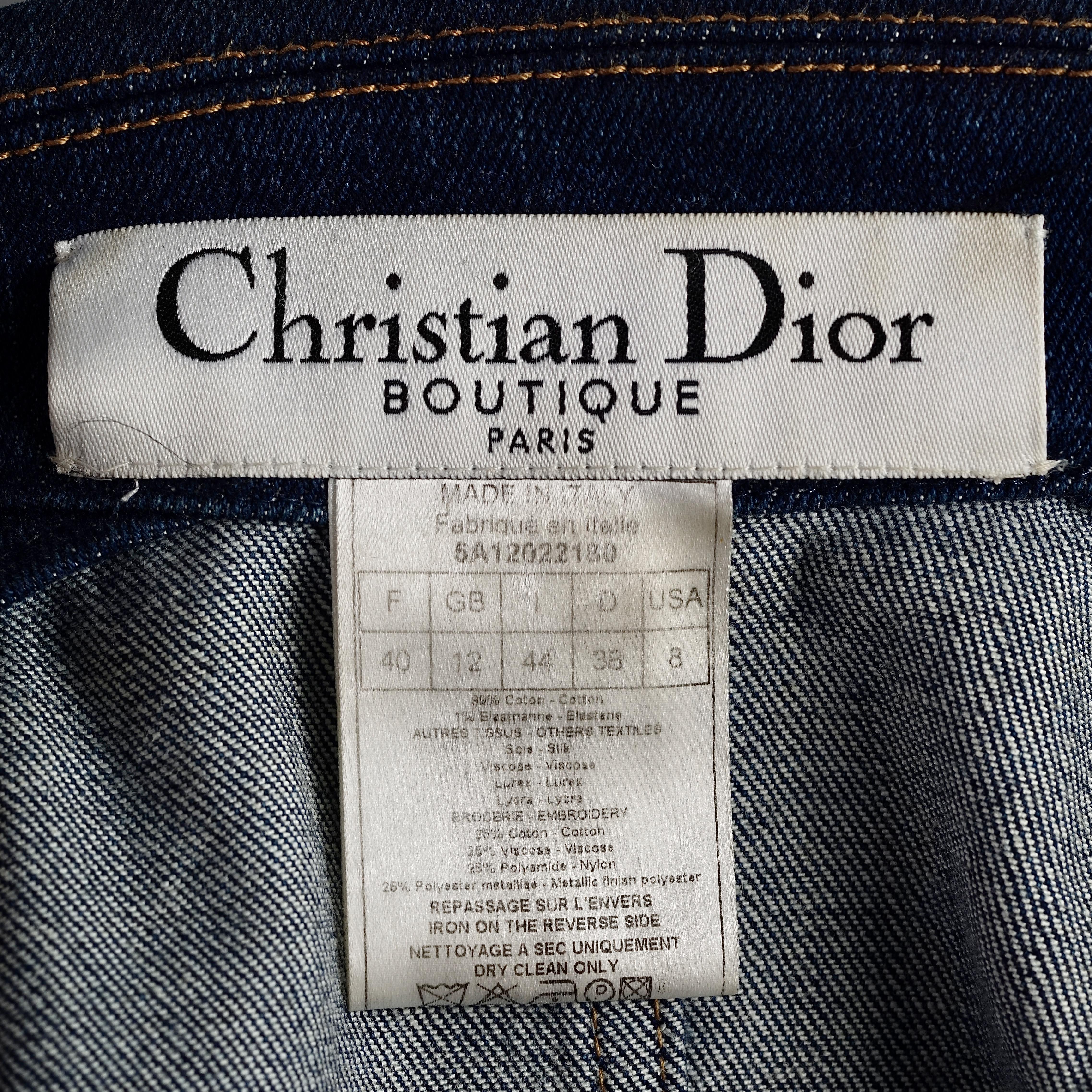 Vintage CHRISTIAN DIOR BOUTIQUE Embroidered Heart Pocket Denim Jacket 3
