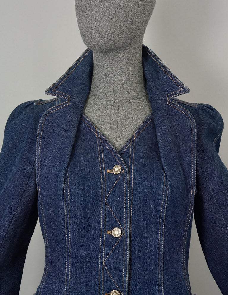 Vintage CHRISTIAN DIOR BOUTIQUE Embroidered Heart Pocket Denim Jacket