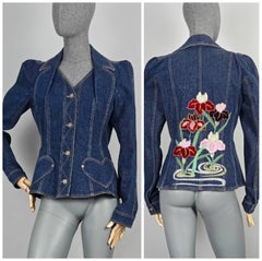 Vintage CHRISTIAN DIOR BOUTIQUE Vintage bestickte Denimjacke mit Herztasche