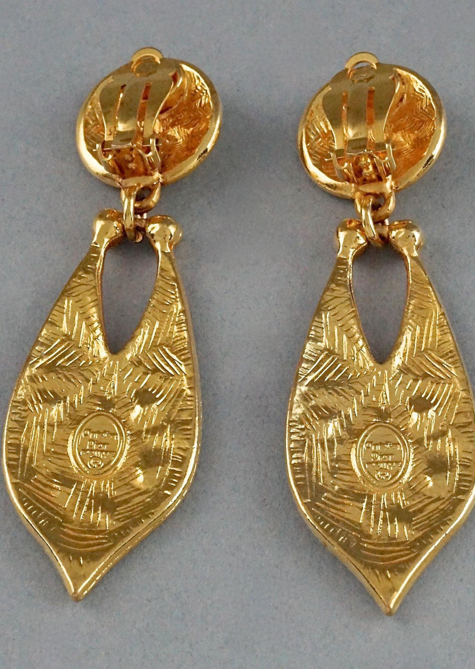 Vintage CHRISTIAN DIOR BOUTIQUE Ethnic Dangling Earrings For Sale 4