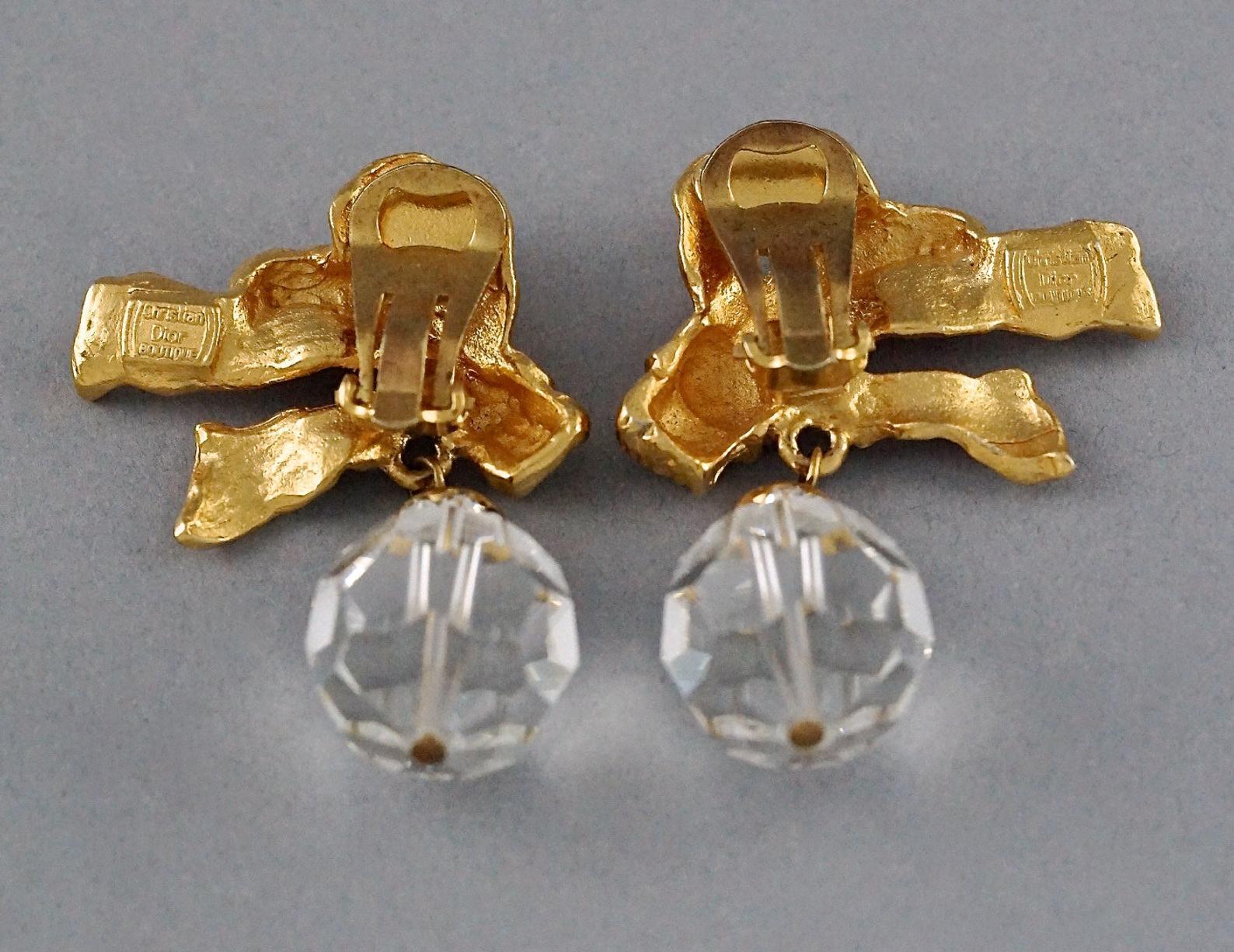 Vintage CHRISTIAN DIOR BOUTIQUE French Bow Faceted Bead Earrings 6