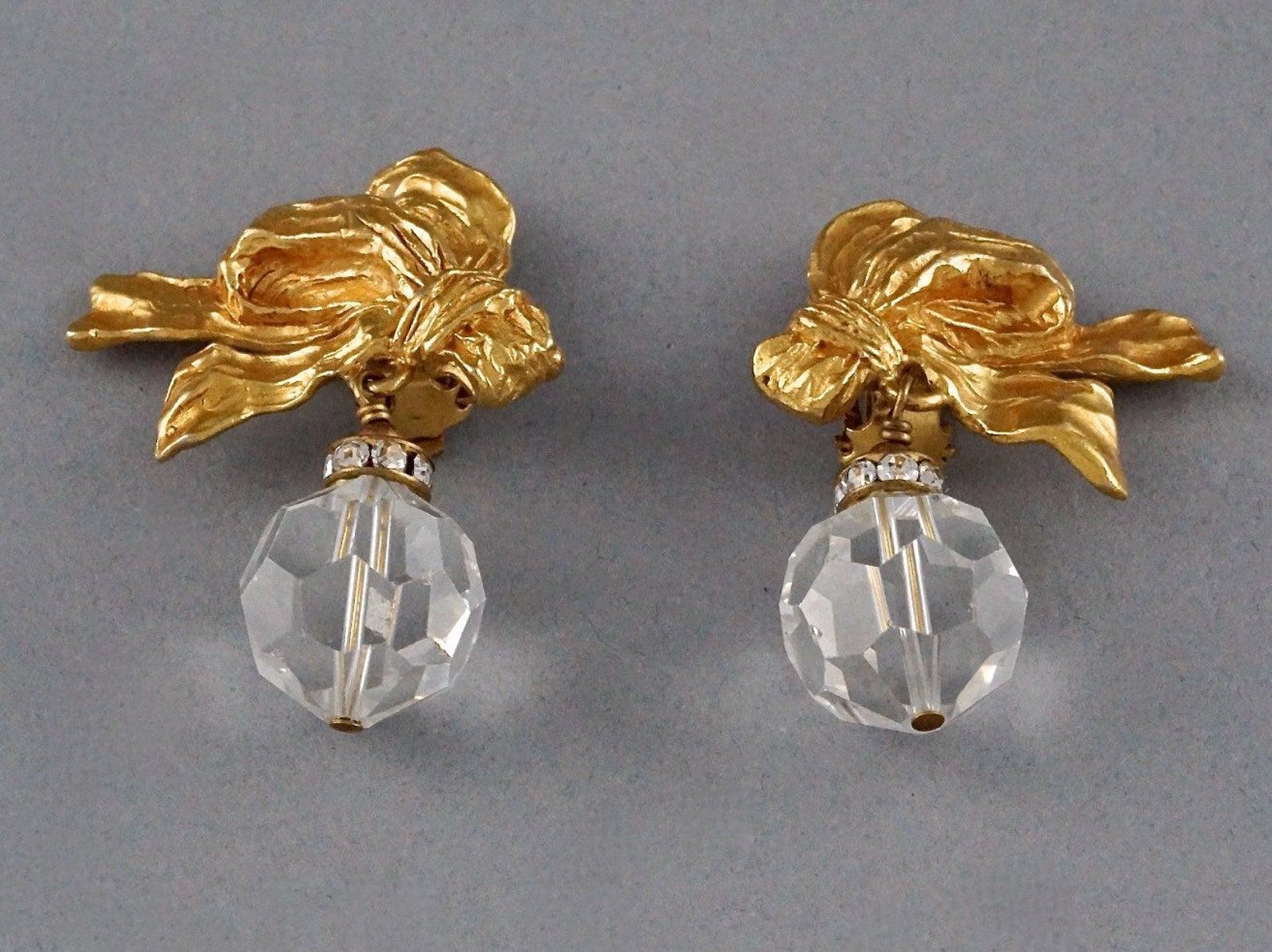 Vintage CHRISTIAN DIOR BOUTIQUE French Bow Faceted Bead Earrings 1