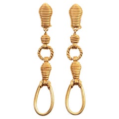 Vintage Christian Dior Boutique Gold Langer Tropfenohrring, circa 1980er Jahre