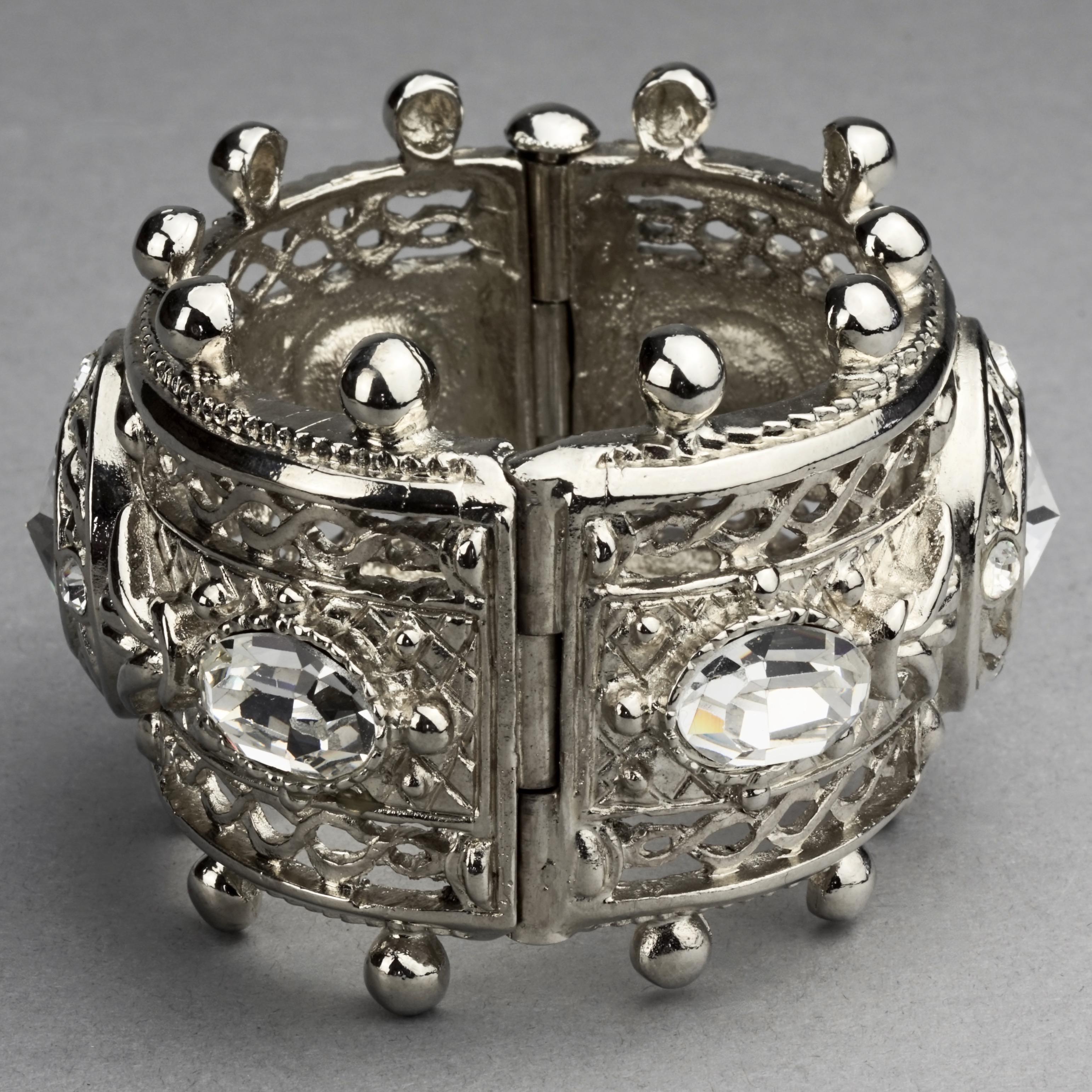 Women's Vintage CHRISTIAN DIOR BOUTIQUE Intricate Rhinestone Mogul Cuff Bracelet For Sale