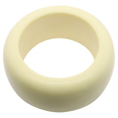 Retro Christian Dior Boutique Ivory Color Bakelite Bangel Bracelet Circa 1980s