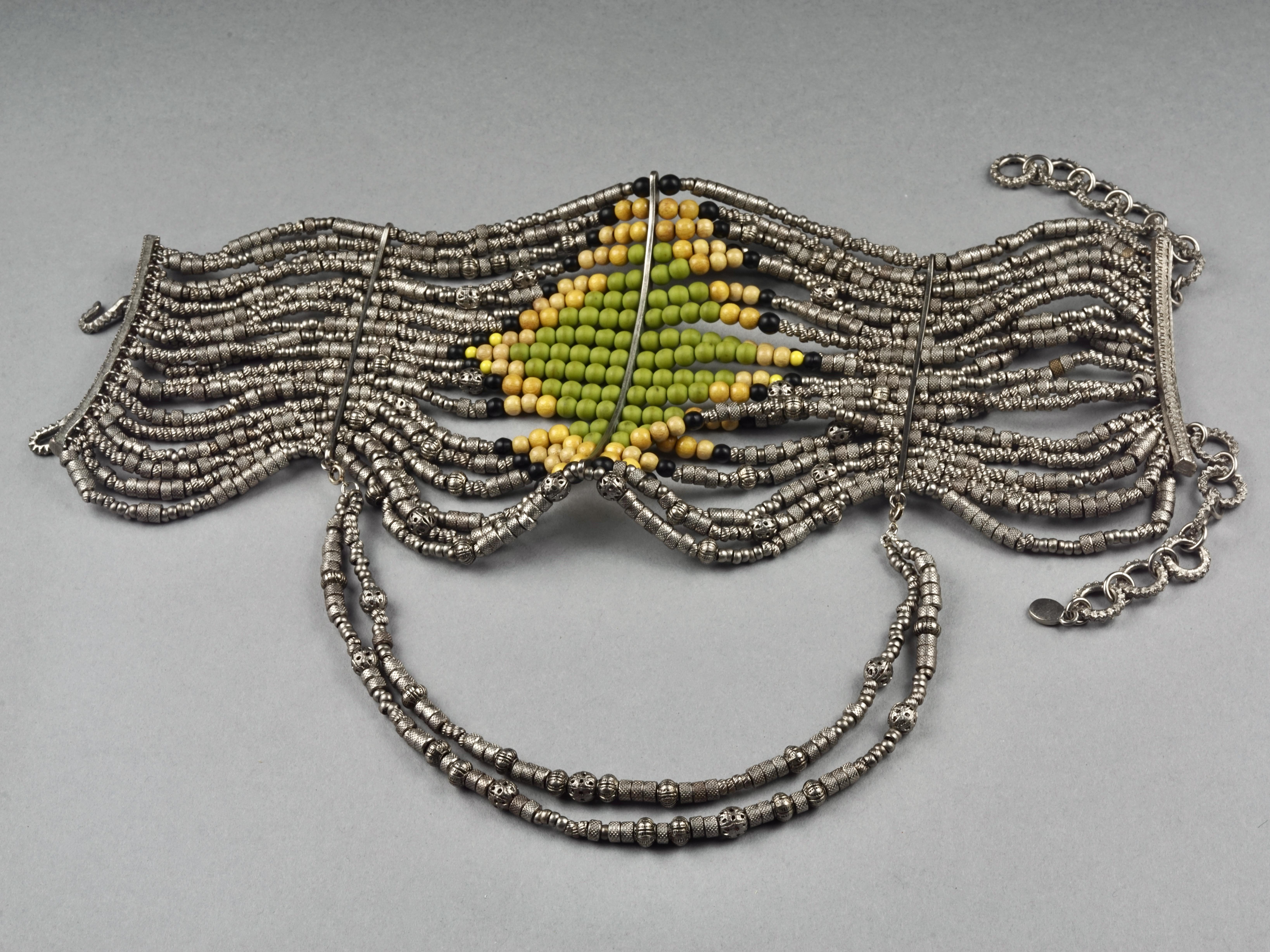 Vintage CHRISTIAN DIOR Boutique John Galliano Masai Metal Beaded Choker Necklace 1