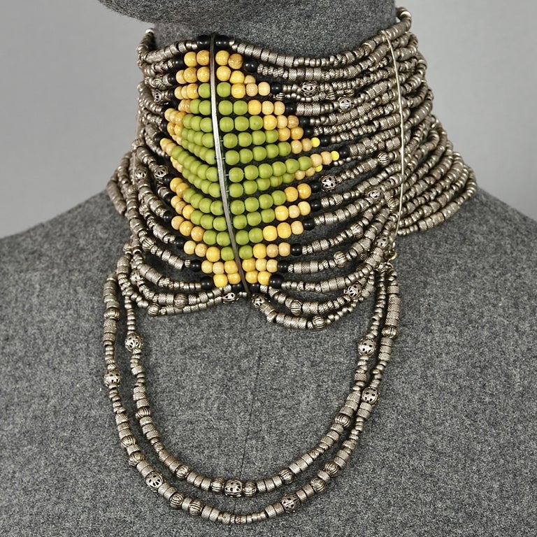 Vintage CHRISTIAN DIOR Boutique John Galliano Masai Metal Beaded Choker  Necklace at 1stDibs