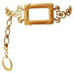 Vintage Christian Dior Boutique Link Belt with Square Baroque Buckle
