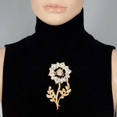 Vintage CHRISTIAN DIOR BOUTIQUE Massive Flower Rhinestone Brooch