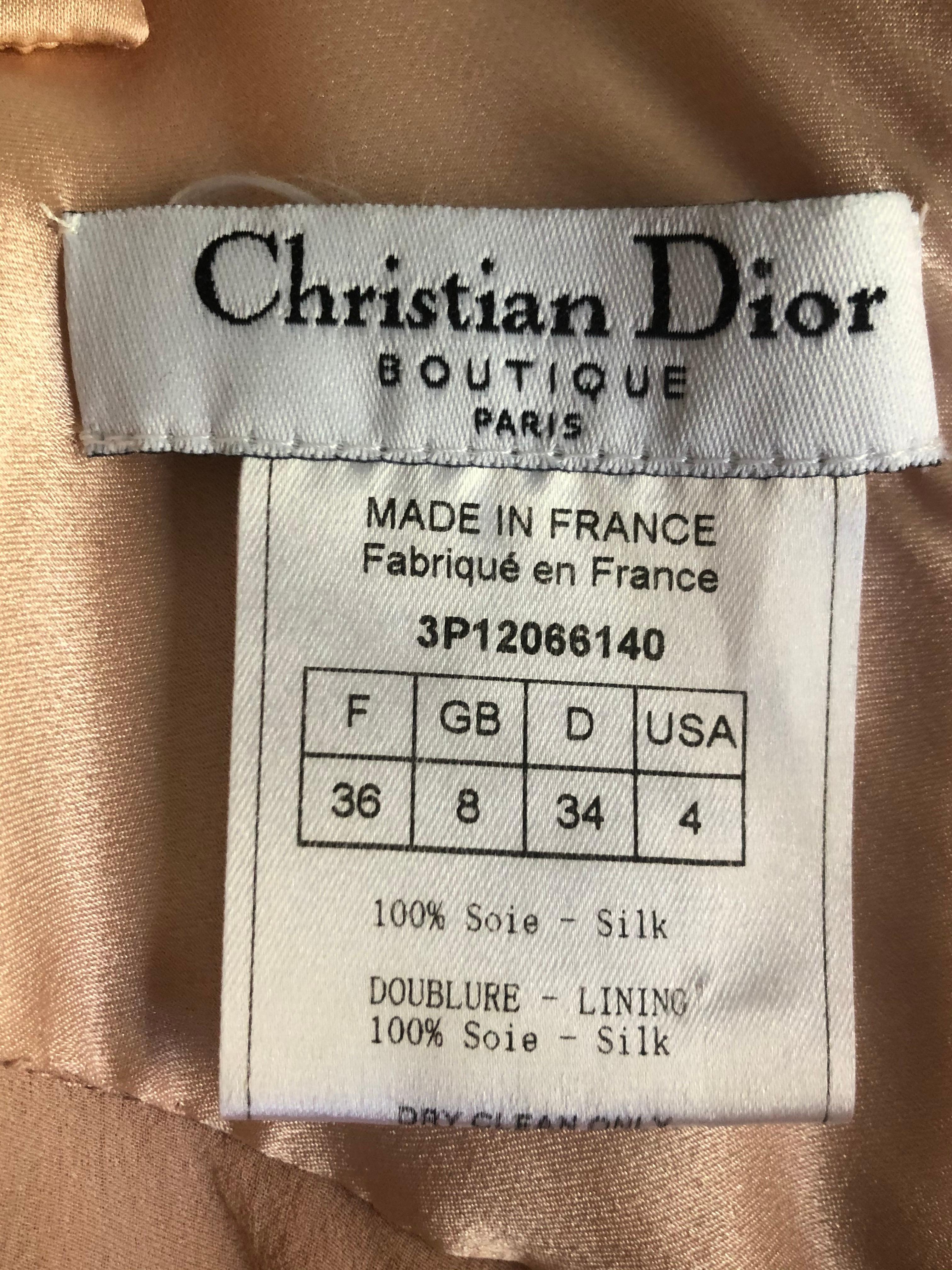 Vintage CHRISTIAN DIOR Boutique Pink Silk Slip Midi Dress Size 4 at ...