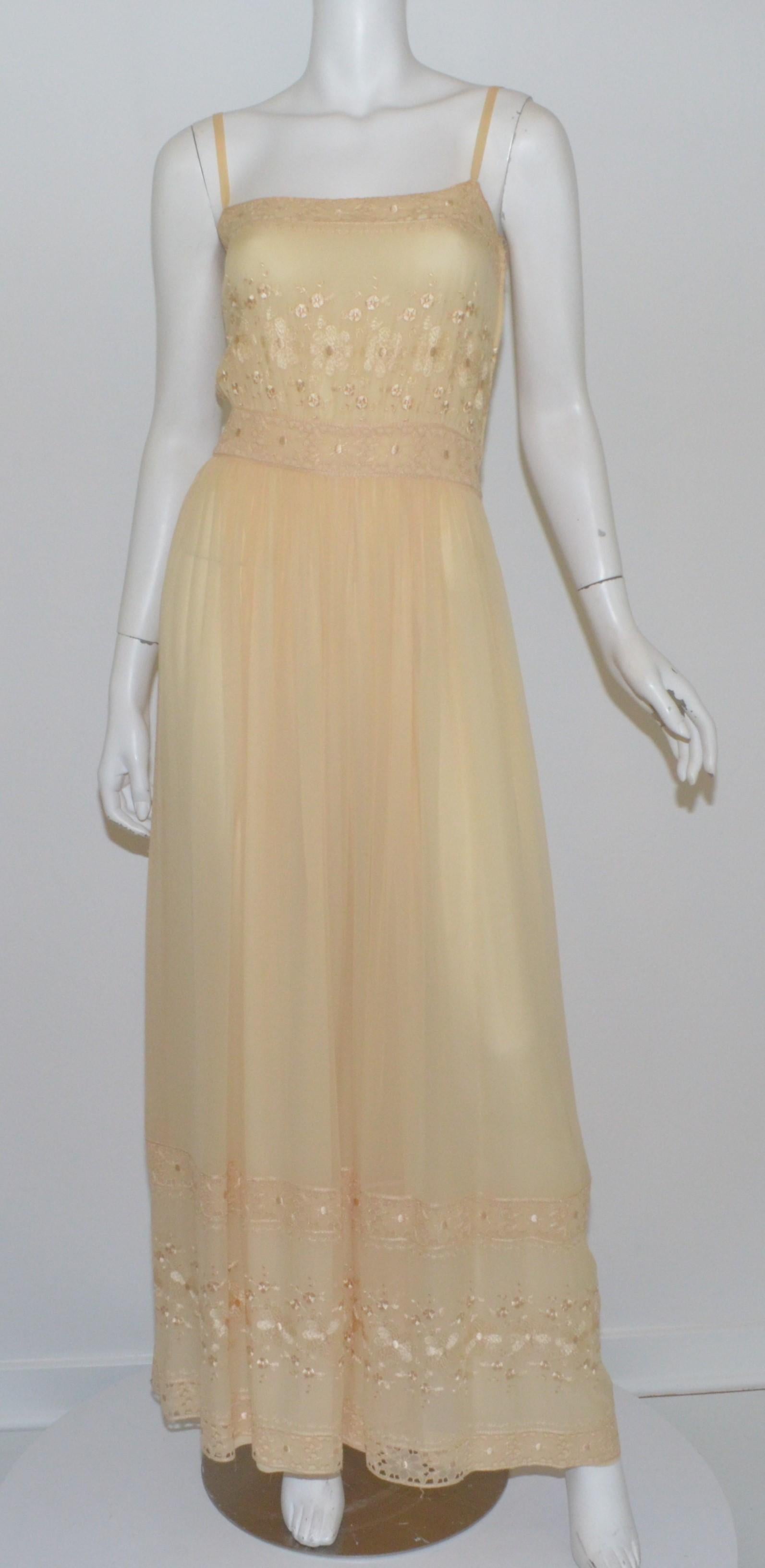 Vintage Christian Dior Boutique Silk Chiffon Gown with Shawl 5