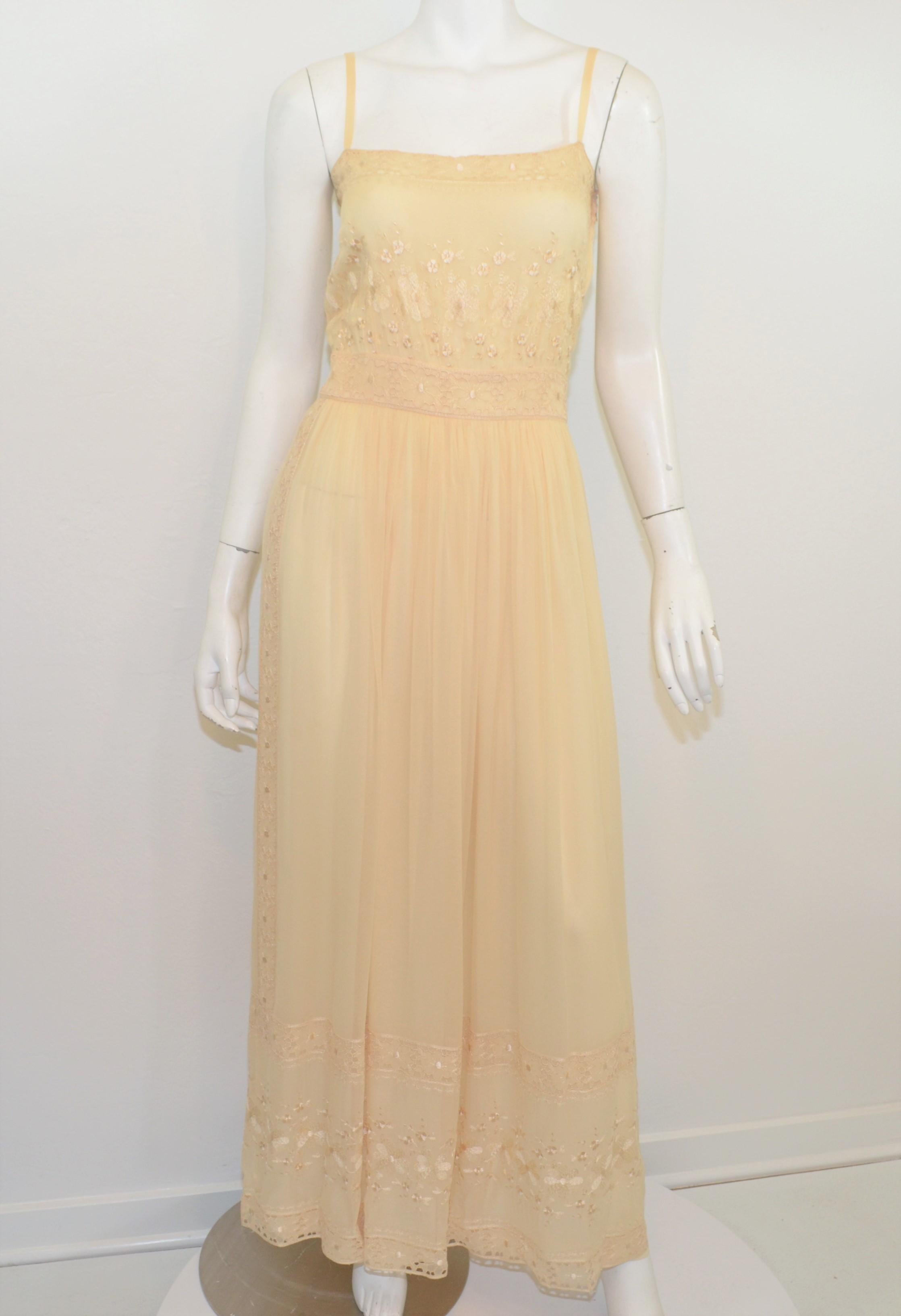 Vintage Christian Dior Boutique Silk Chiffon Gown with Shawl In Excellent Condition In Carmel, CA