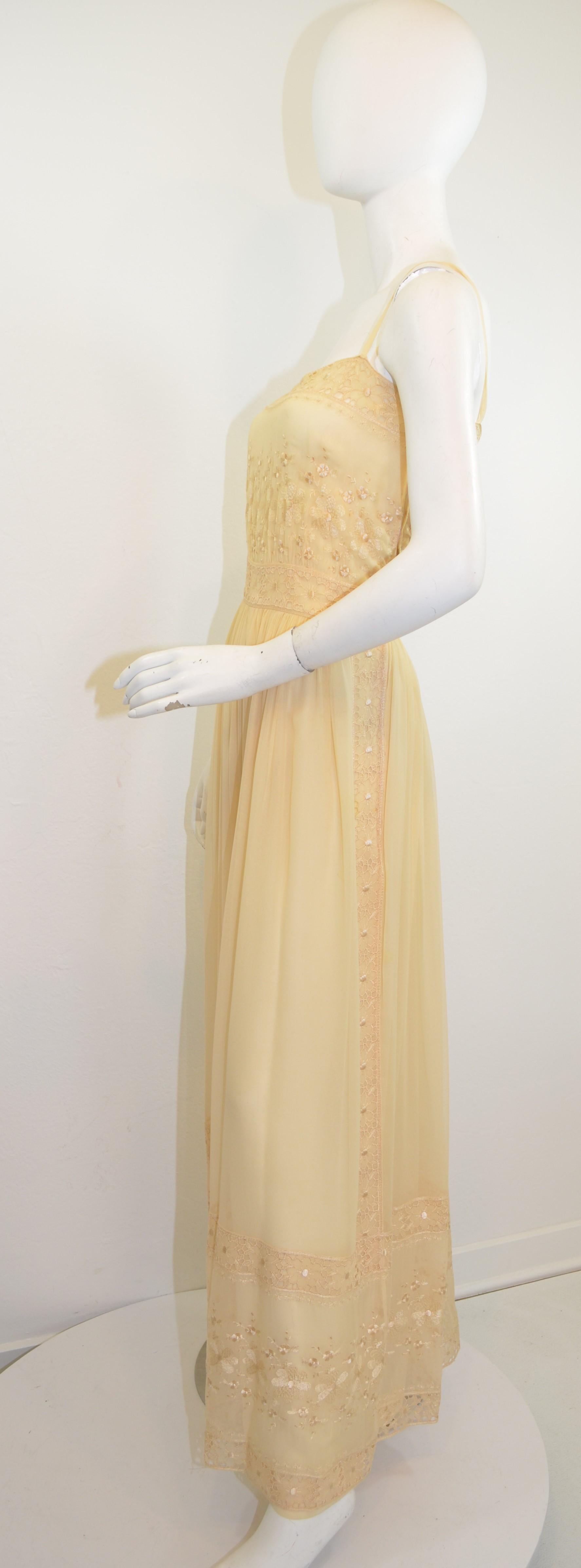 Vintage Christian Dior Boutique Silk Chiffon Gown with Shawl 2
