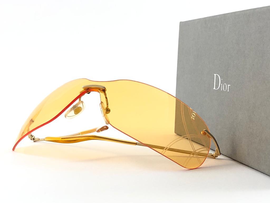 Vintage Christian Dior Bowling Bright Amber Bubble Wrap Sunglasses Fall 2000 Y2K For Sale 2