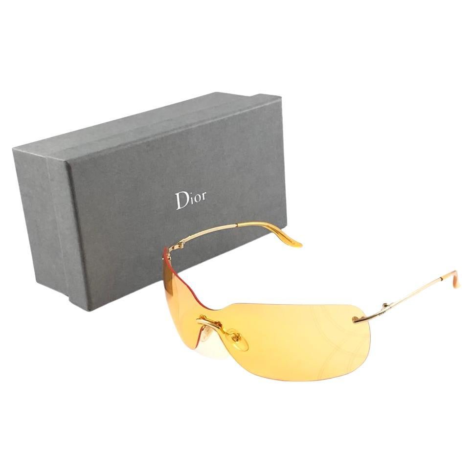 Vintage Christian Dior Bowling Bright Amber Bubble Wrap Sunglasses Fall 2000 Y2K For Sale