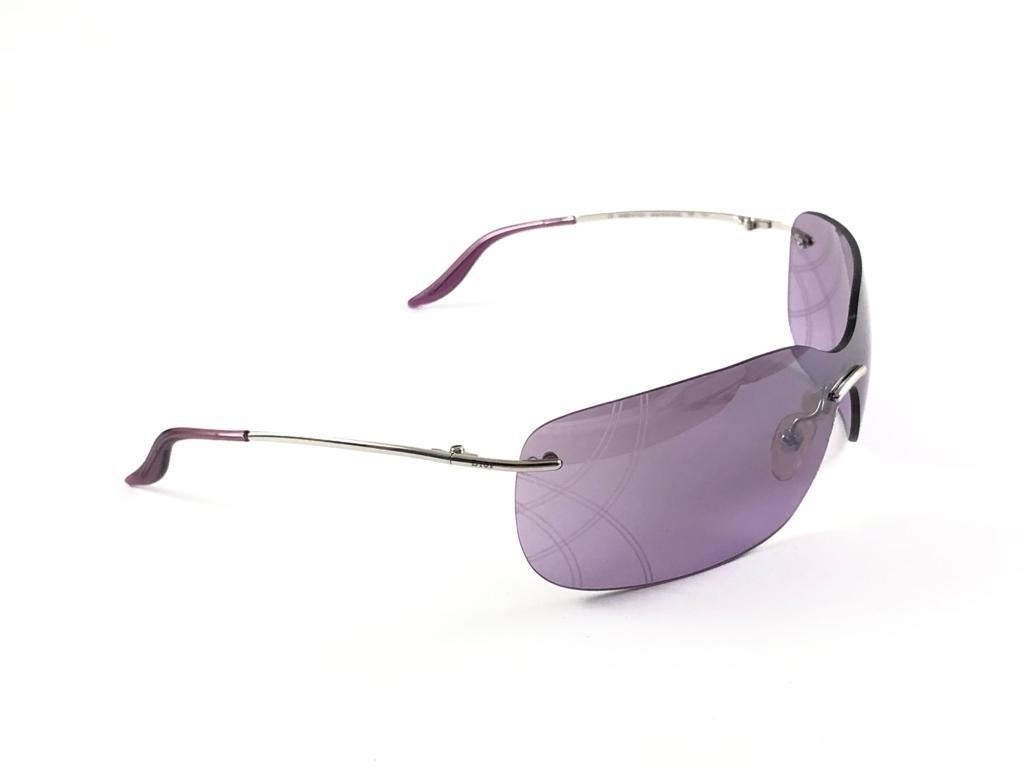 Gray Vintage Christian Dior Bowling Purple Bubble Wrap Sunglasses Fall 2000 Y2K For Sale