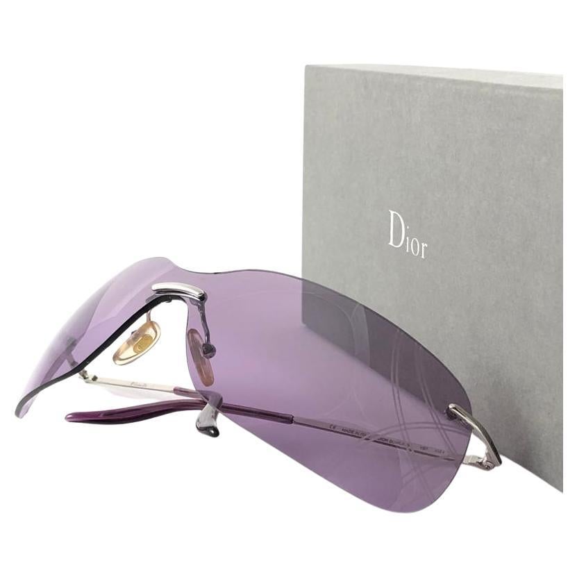 Lunettes de soleil vintage Christian Dior Bowling Purple Bubble Wrap Automne 2000 Y2K en vente
