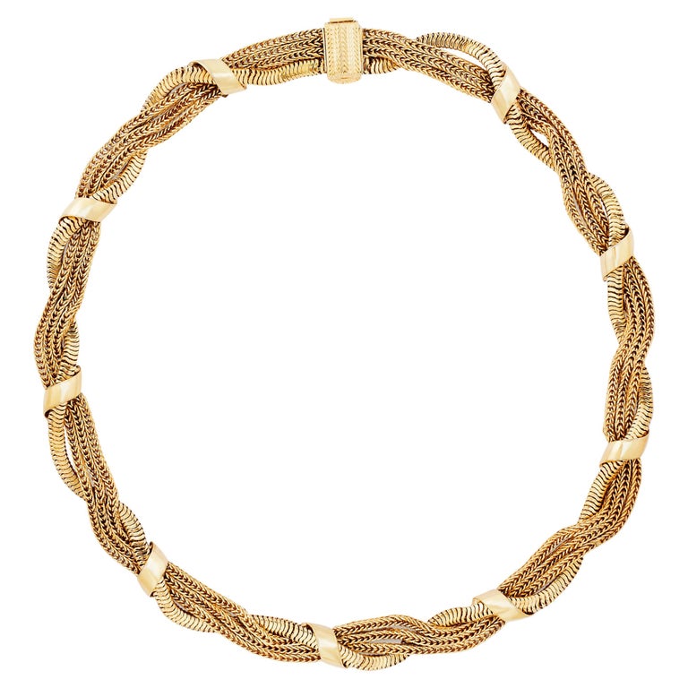 Vintage Christian Dior Braided Chain Necklace, 1950s For Sale
