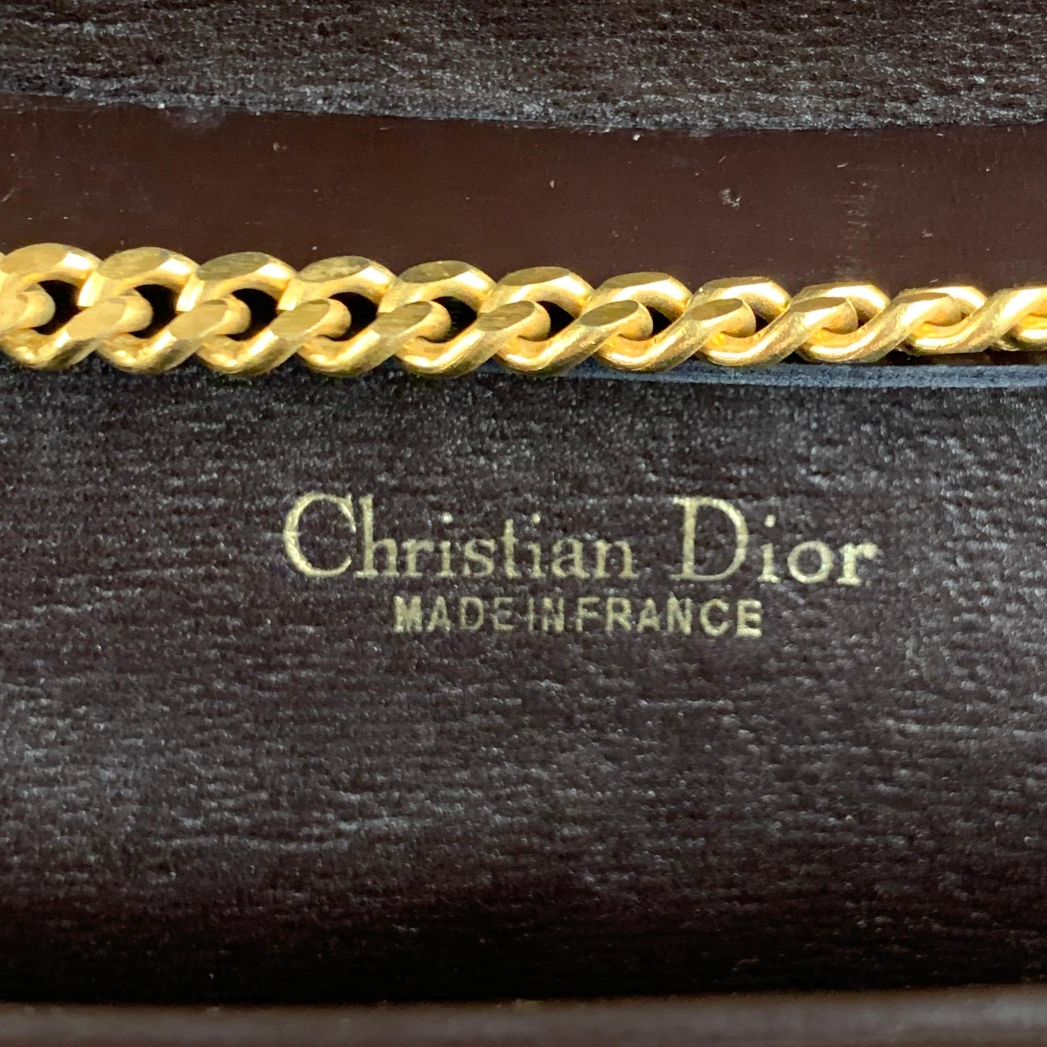 Vintage CHRISTIAN DIOR Brown Beige Monogram Canvas Leather Handbag 2