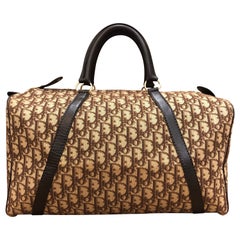 Retro CHRISTIAN DIOR Brown Trotter Jacquard Boston Bag 40