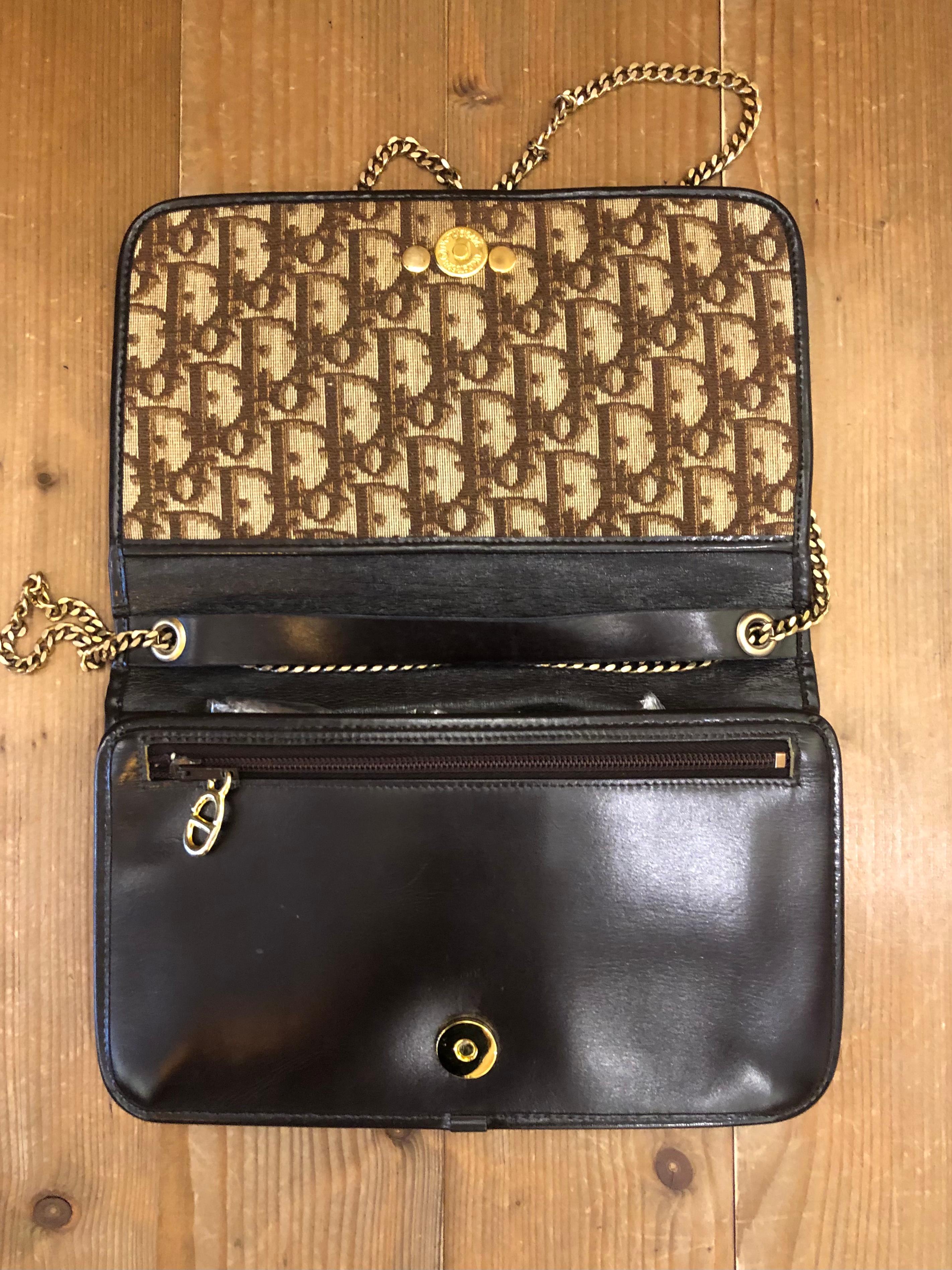 Vintage CHRISTIAN DIOR Braun Trotter Jacquard Kette Umhängetasche 6