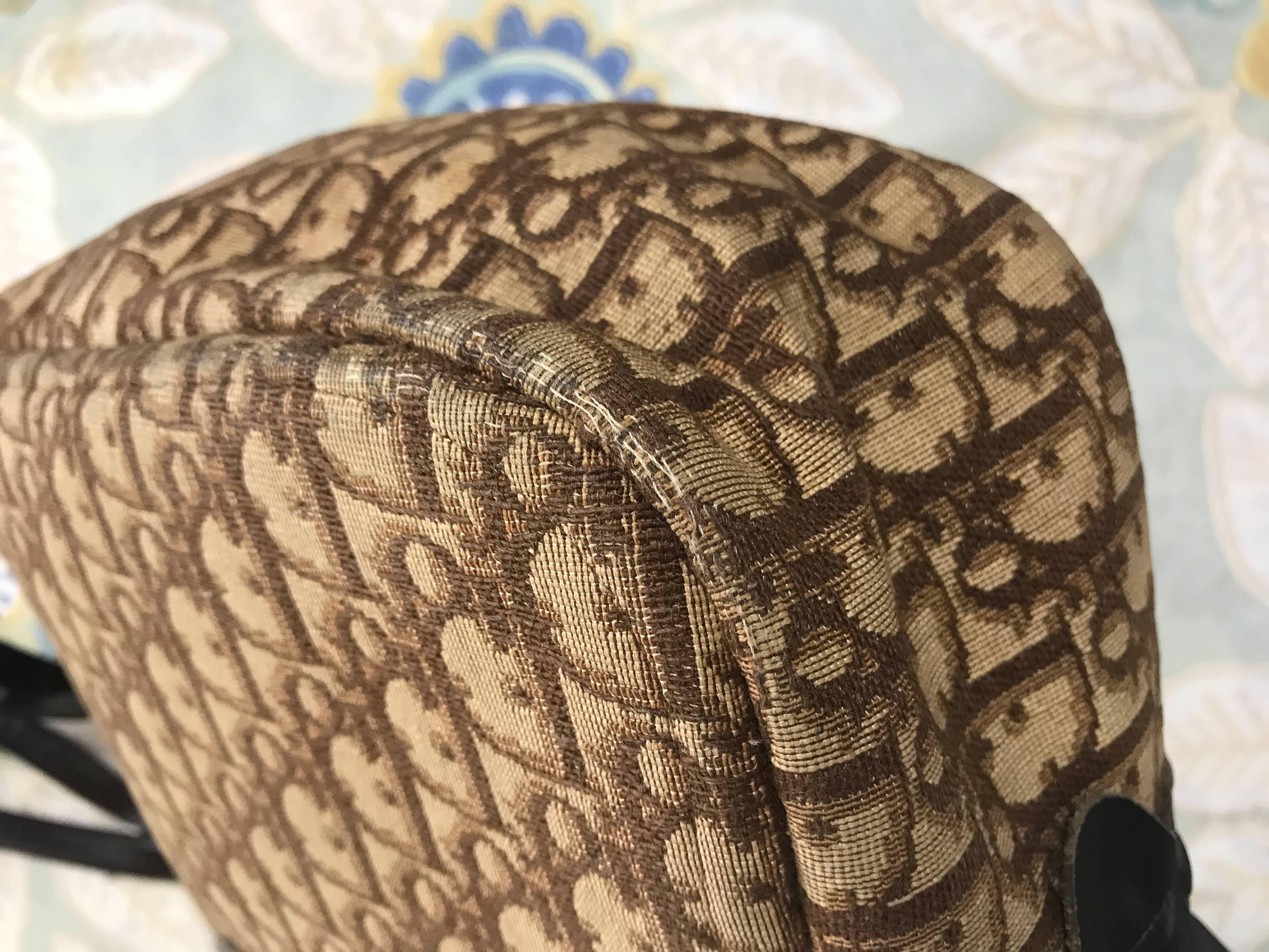 Women's Vintage Christian Dior brown trotter jacquard handbag with logo motif.