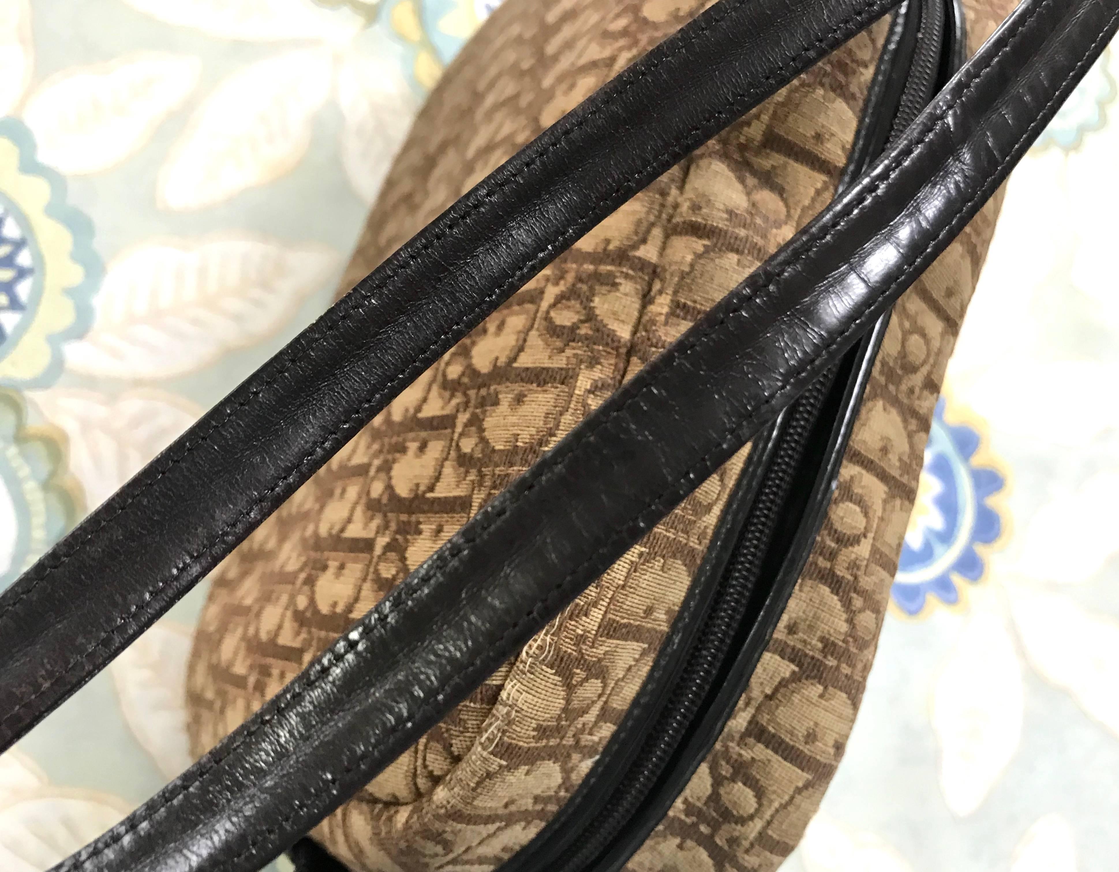 Vintage Christian Dior brown trotter jacquard handbag with logo motif. 1