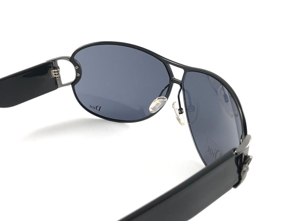 Gray Vintage Christian Dior BUCKLE 2 Wrap Sunglasses Fall 2000 Y2K
