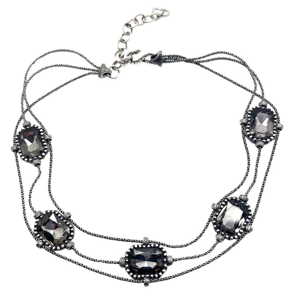 Vintage Christian Dior by Galliano Blackened Crystal Choker 2000s For Sale