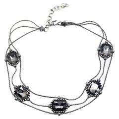 Vintage Christian Dior by Galliano Blackened Crystal Choker 2000s