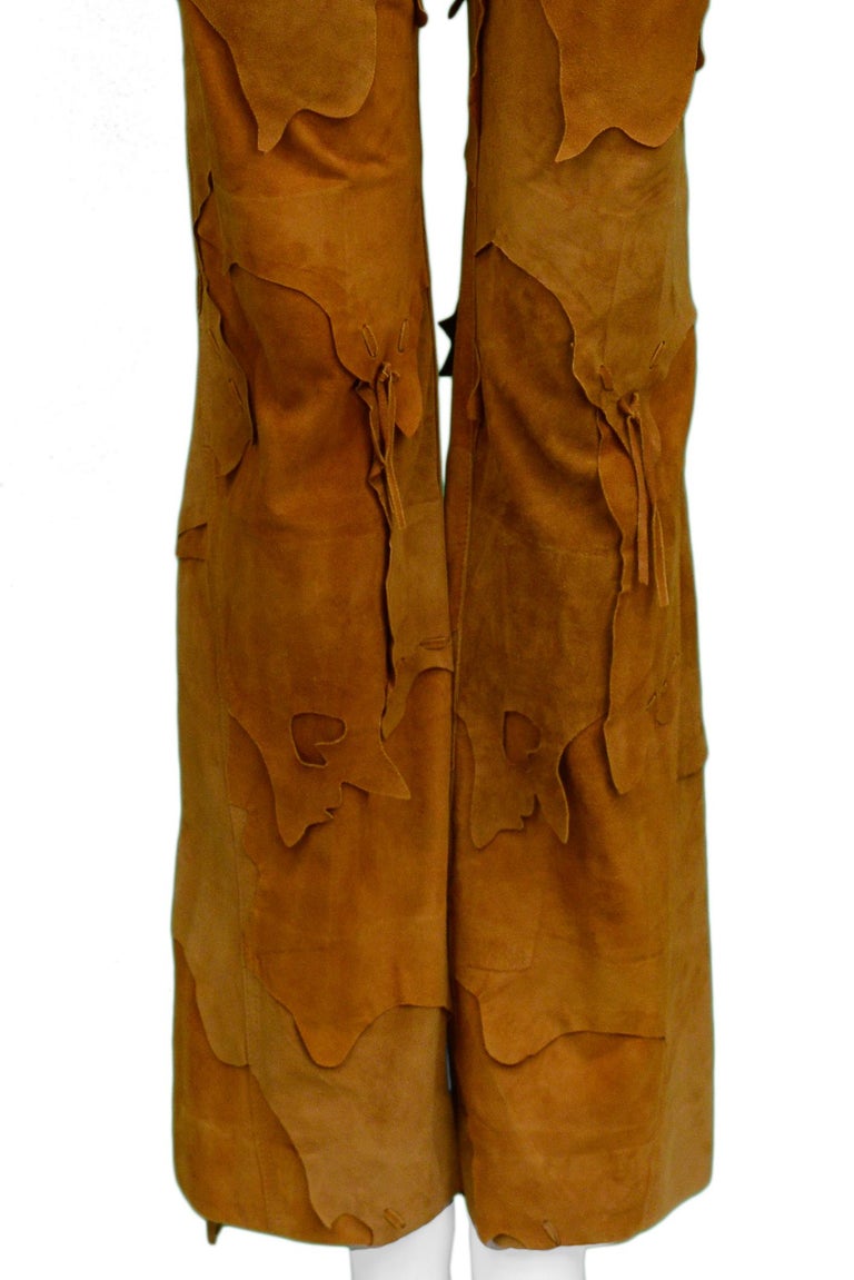 Vintage Christian Dior By Galliano Brown Suede Patchwork Leather Pants ...