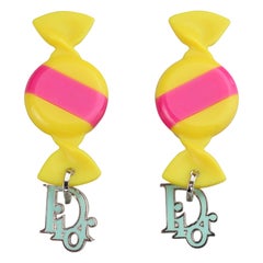 Vintage CHRISTIAN DIOR by GALLIANO Candy Logo Earrings