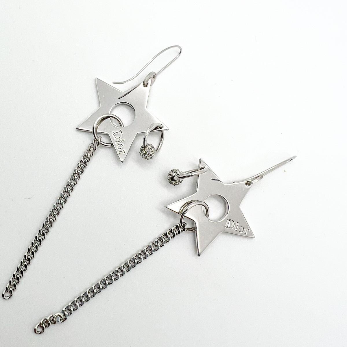 Vintage Christian Dior by Galliano Pierced Star Earrings 2000s In Good Condition For Sale In Wilmslow, GB