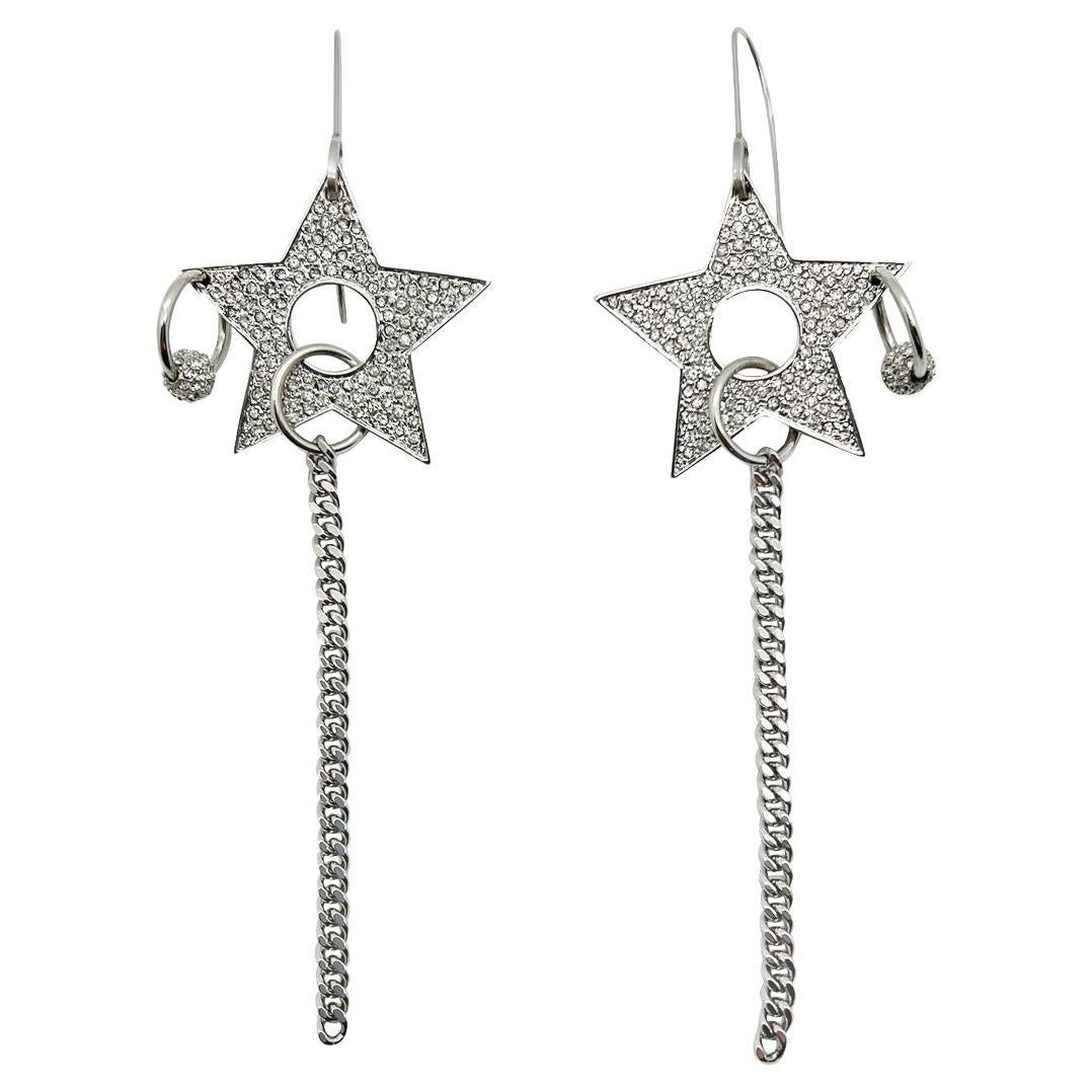 Vintage Christian Dior by Galliano Pierced Star Earrings 2000s For Sale
