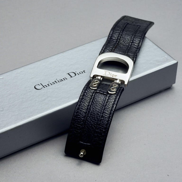 Vintage CHRISTIAN DIOR by GALLIANO Y2K Black Leather Logo Cuff