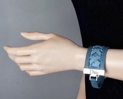 Vintage Christian Dior by GALLIANO Y2K – Korsett mit Schnürung, denimblaues Lederarmband