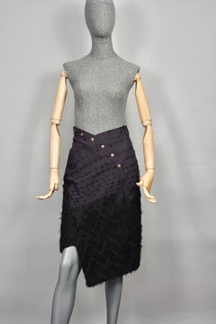 Vintage CHRISTIAN DIOR by John GALLIANO Asymmetric Mohair Wool Skirt Circa 2000