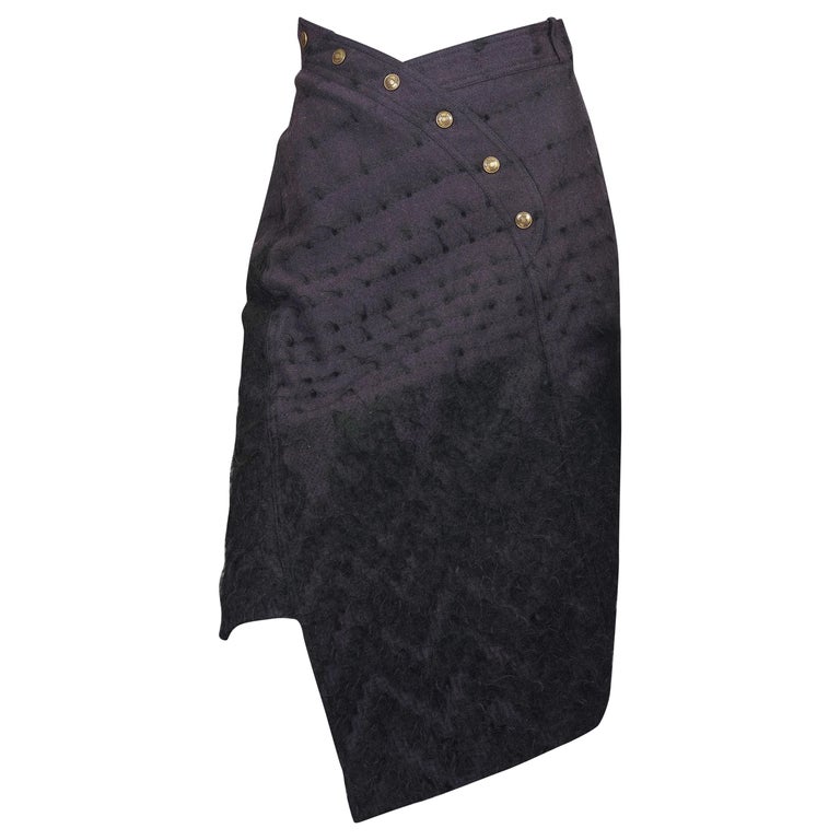 Vintage CHRISTIAN DIOR by John GALLIANO Asymmetric Mohair Wool Skirt ...