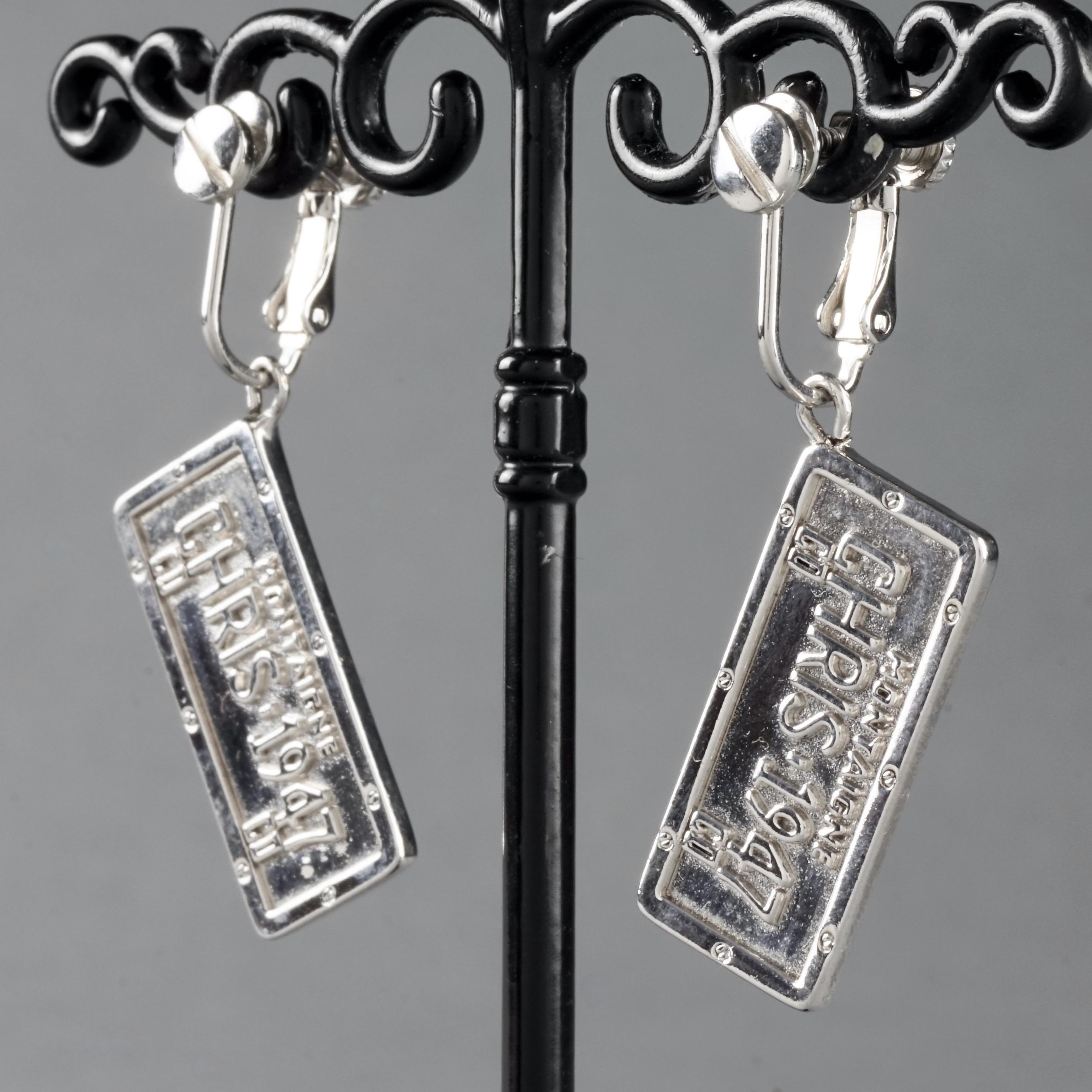 Women's Vintage CHRISTIAN DIOR by John GALLIANO Dog Tag Dangling Earrings For Sale