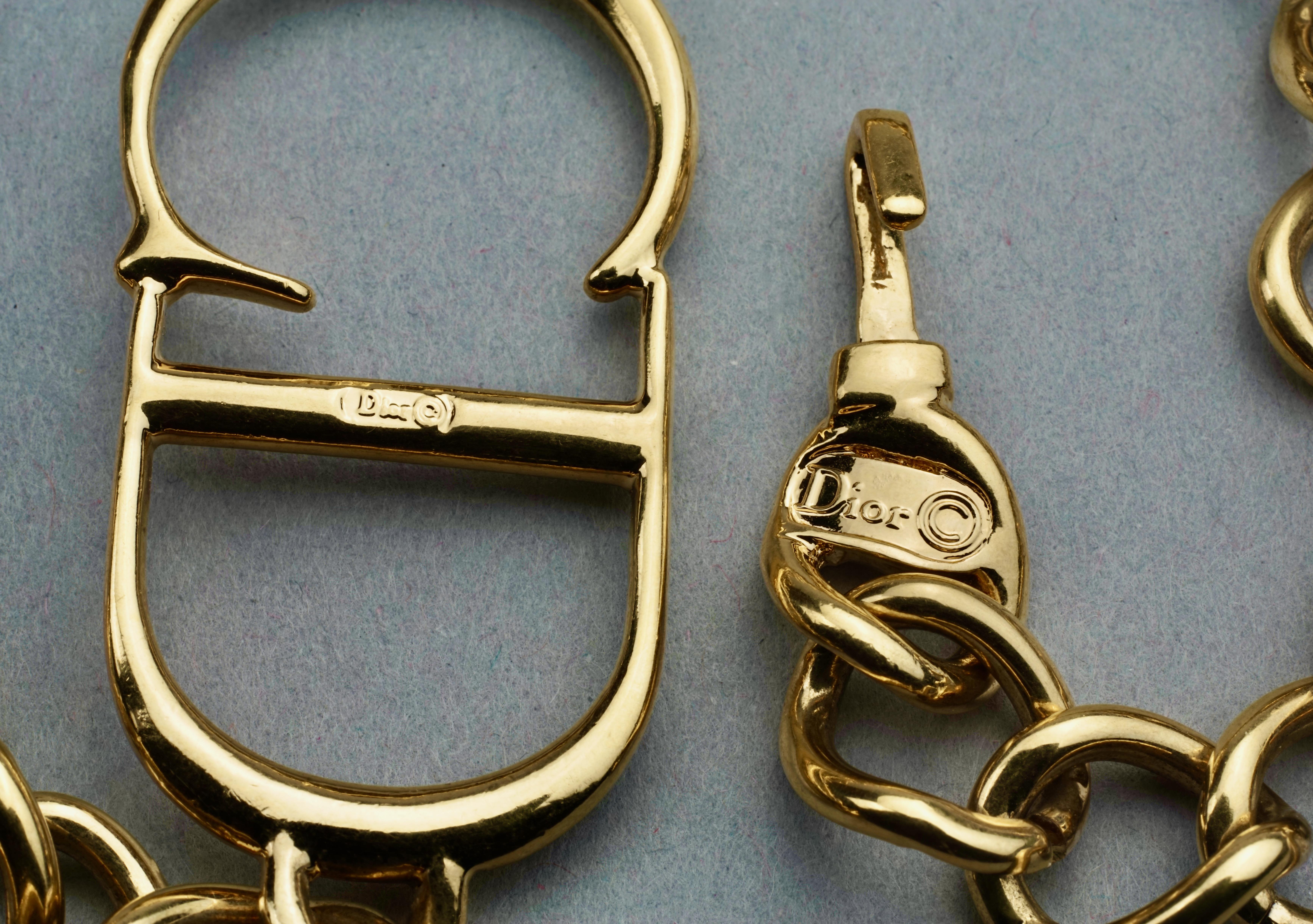 Vintage CHRISTIAN DIOR by JOHN GALLIANO Logo Monogram Chain Necklace Belt 3