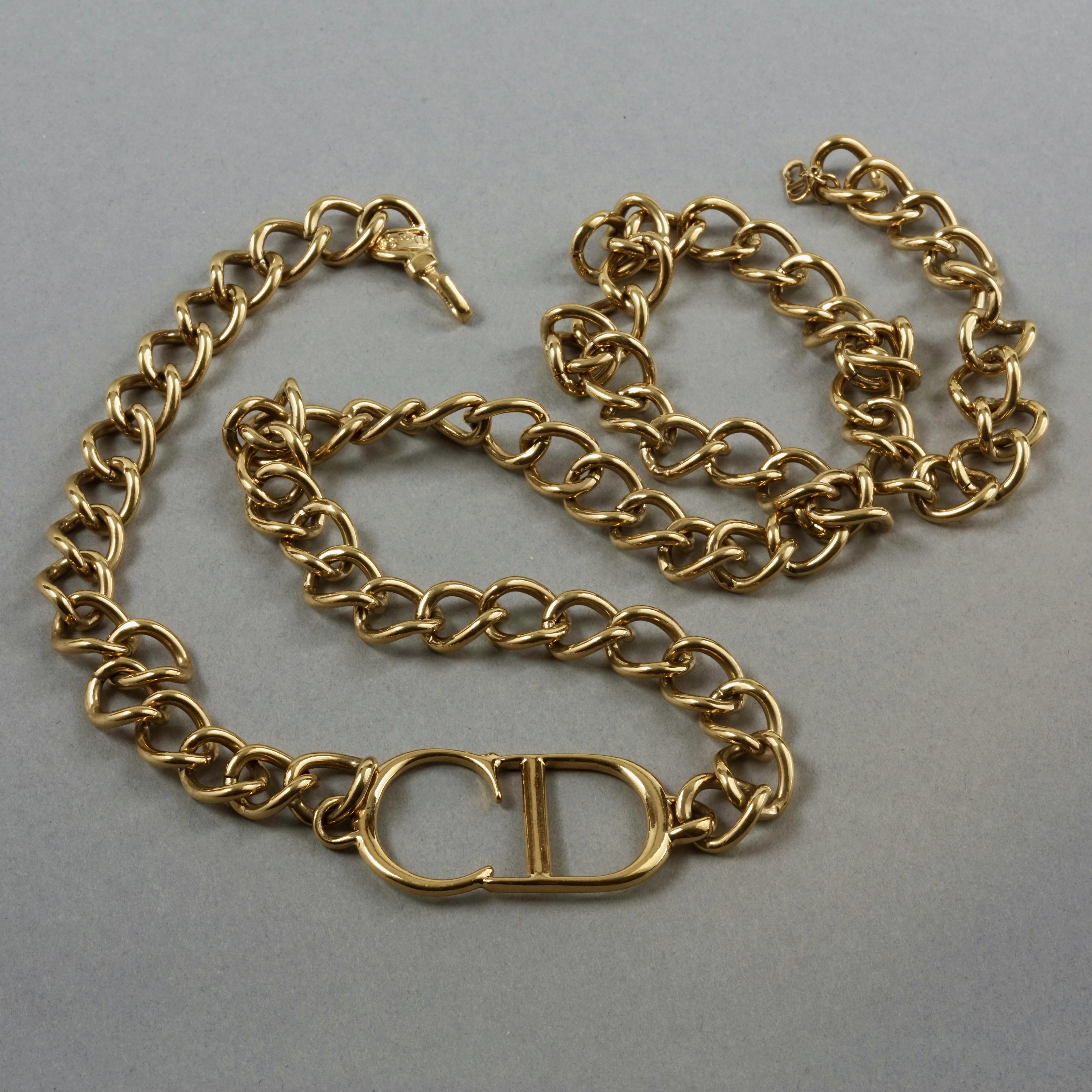 Brown Vintage CHRISTIAN DIOR by JOHN GALLIANO Logo Monogram Chain Necklace Belt
