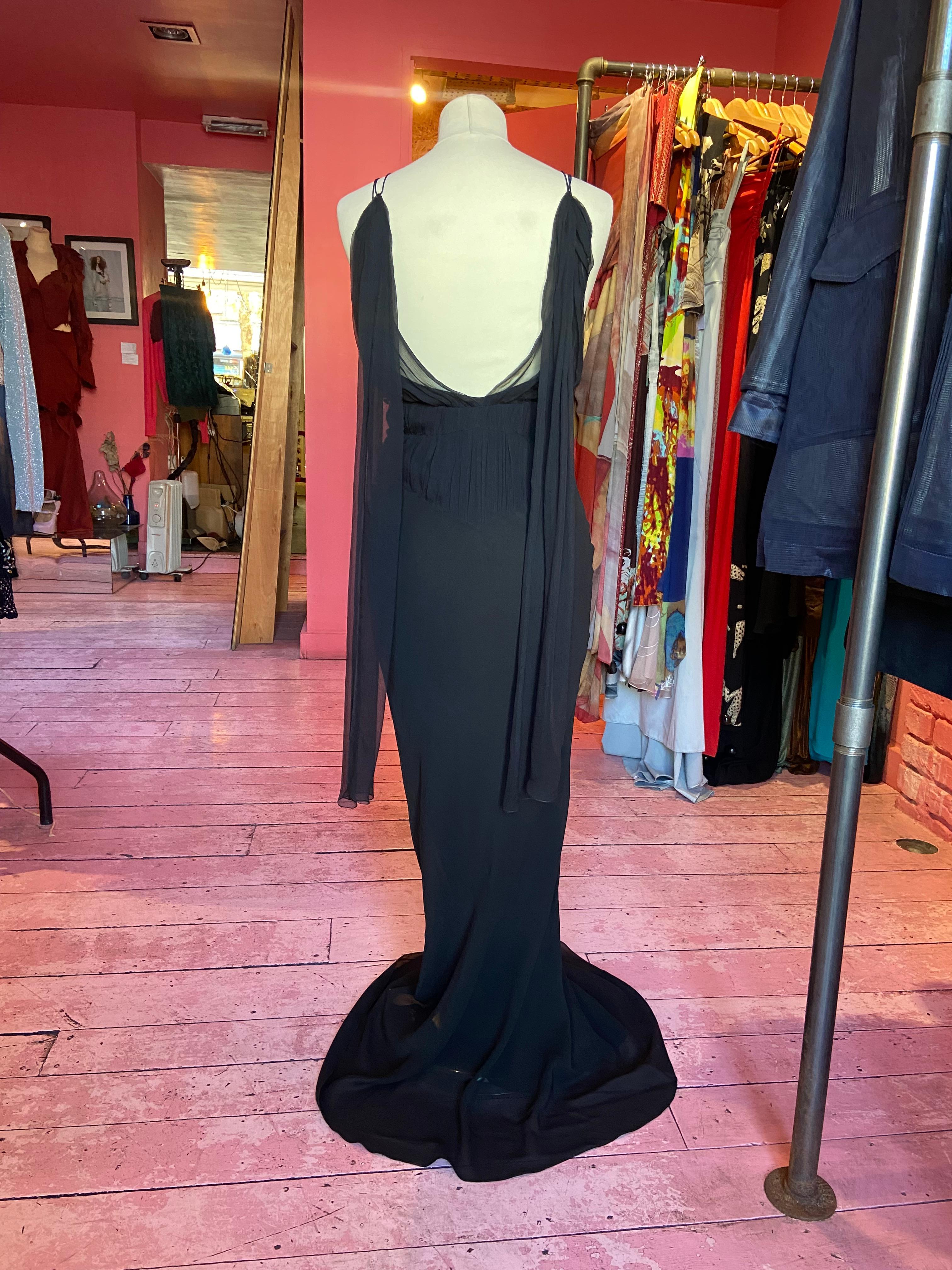 Vintage Christian Dior by John Galliano S/S 2006 Black Silk Chiffon Dress In Excellent Condition In London, GB