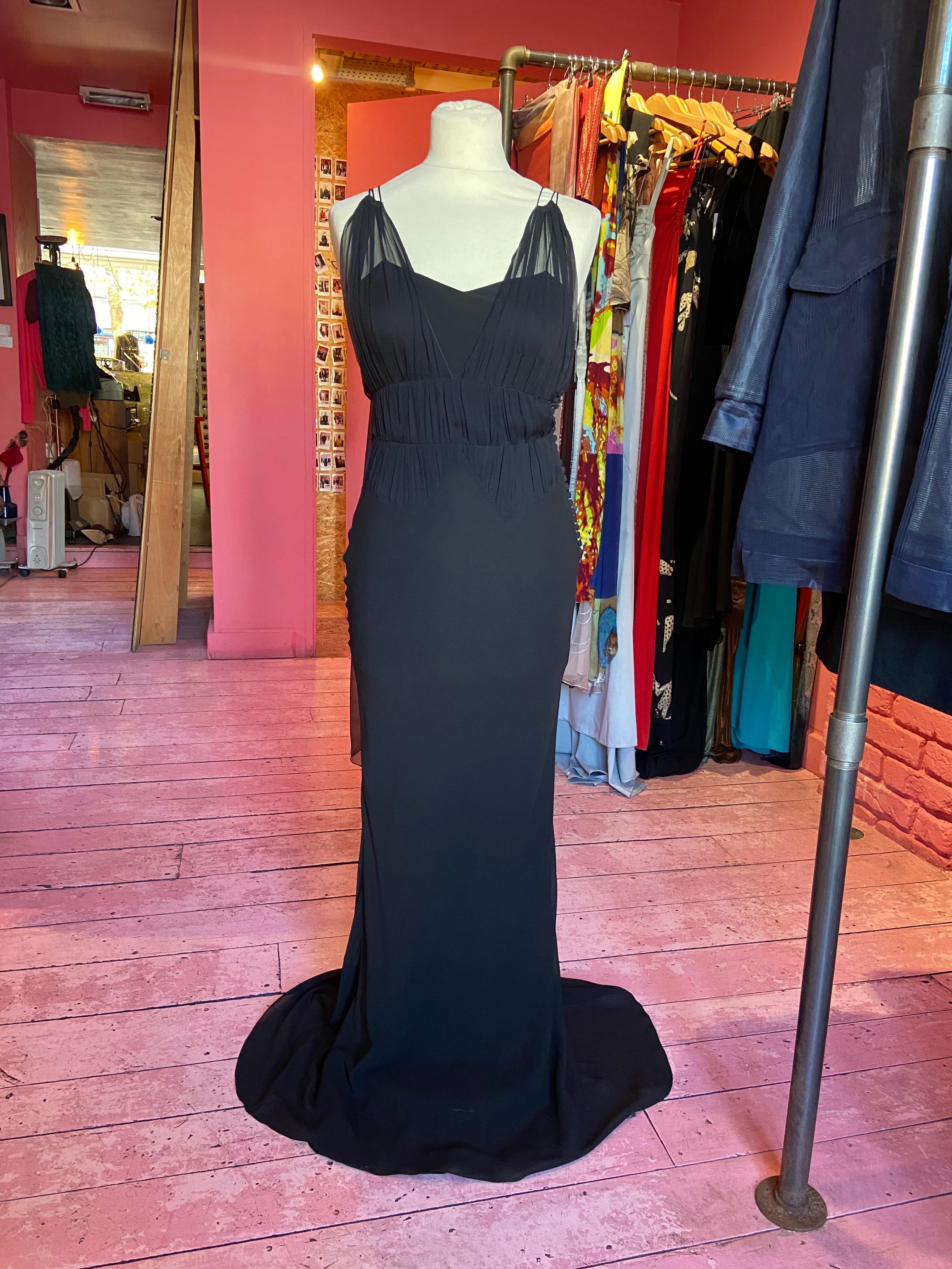 Women's Vintage Christian Dior by John Galliano S/S 2006 Black Silk Chiffon Dress