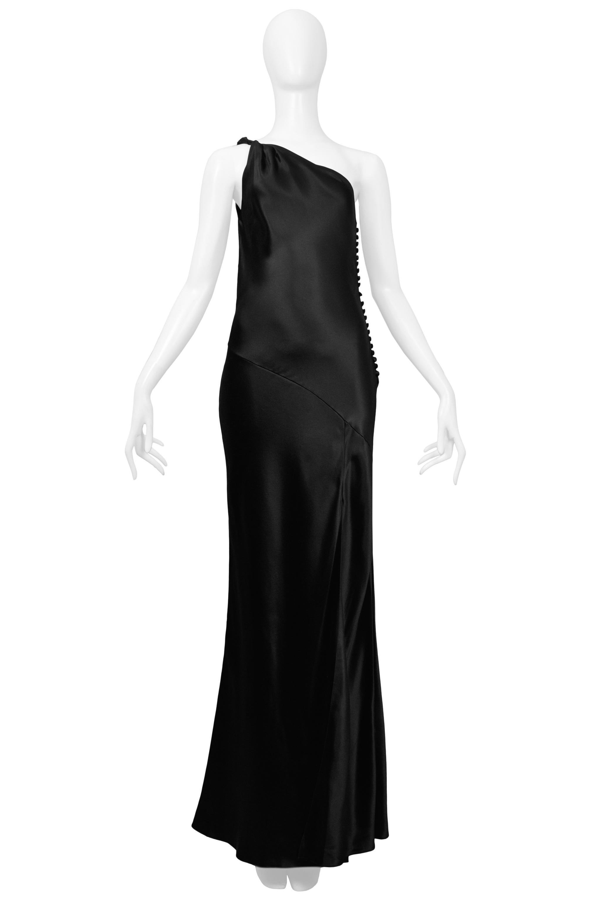 Black Vintage Christian Dior by John Galliano Satin Asymmetrical Gown 2001