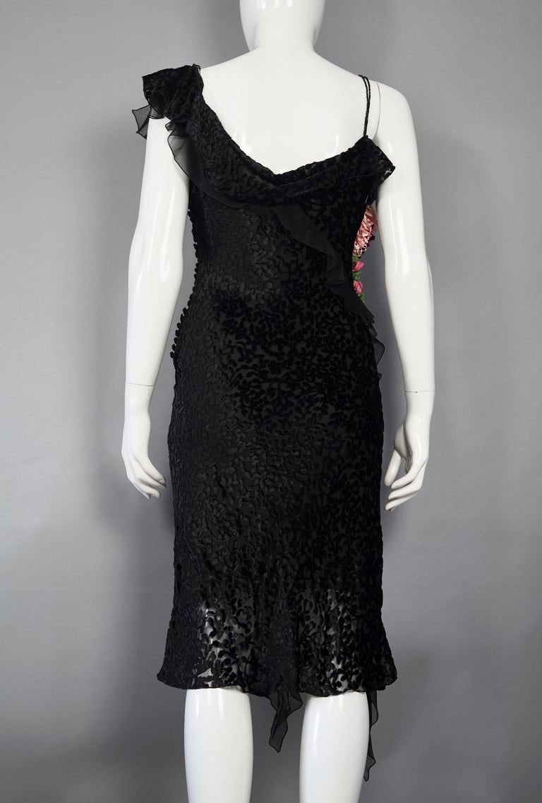 Vintage CHRISTIAN DIOR by JOHN GALLIANO Velvet Flower Embellished Dress ...