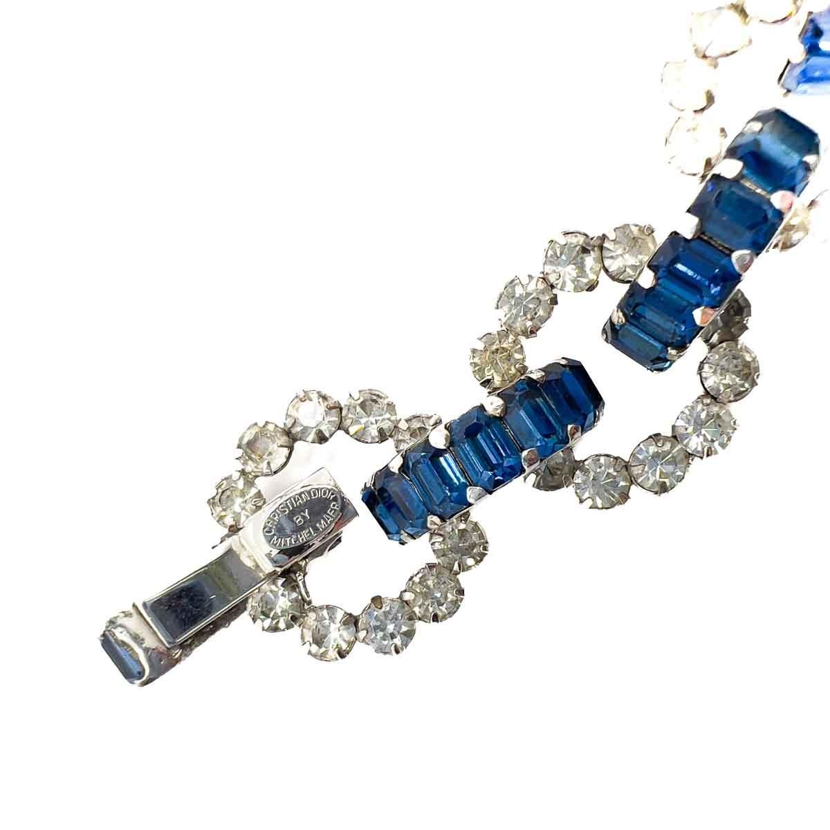 Vintage Christian Dior by Mitchel Maer, London Sapphire Crystal Bracelet 1950s In Good Condition For Sale In Wilmslow, GB
