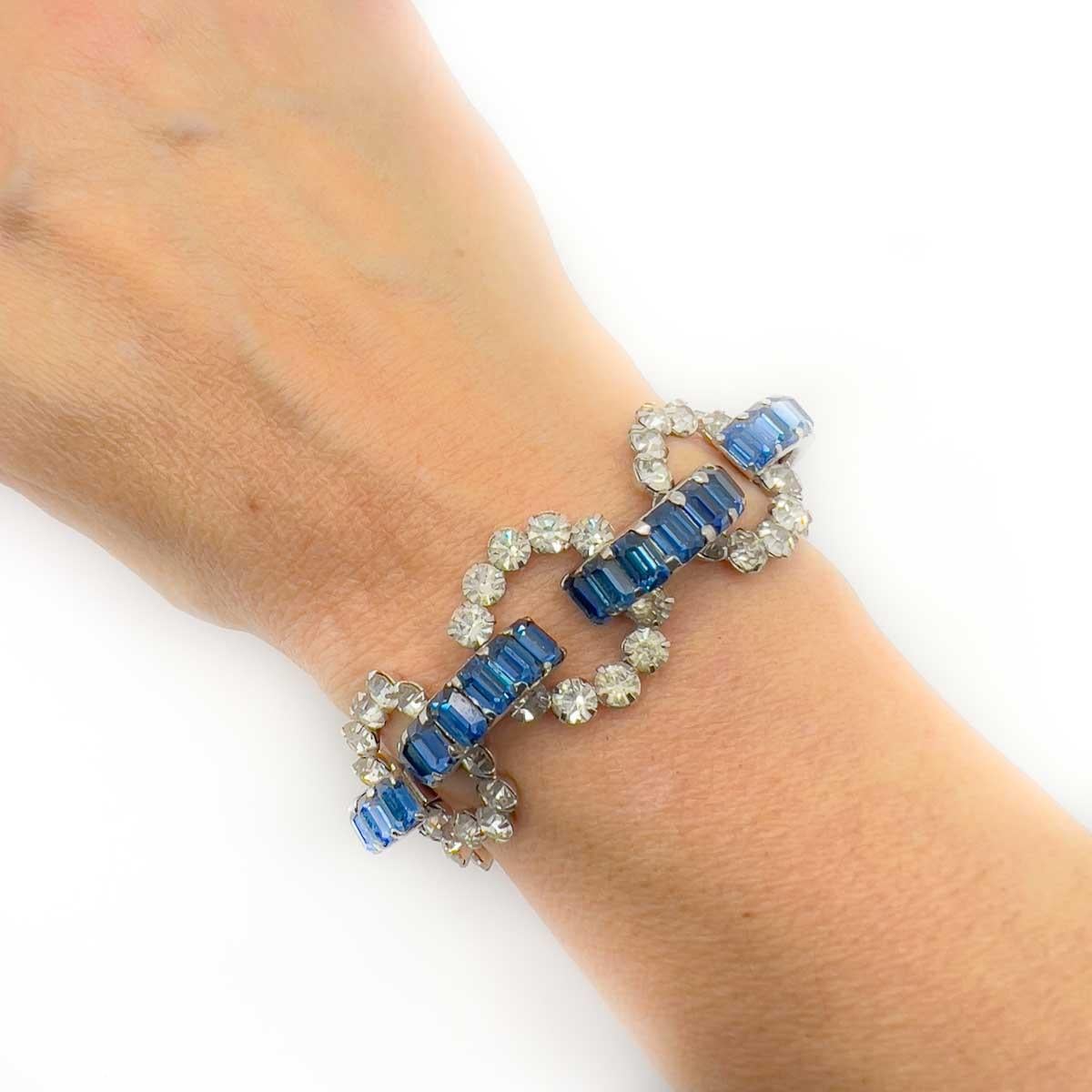 Bracelet Vintage Christian Dior by Mitchel Maer for Christian Dior, London Sapphire Crystal 1950s en vente 1