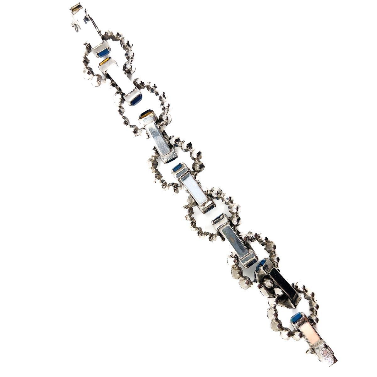 Vintage Christian Dior by Mitchel Maer, London Sapphire Crystal Bracelet 1950s For Sale 2