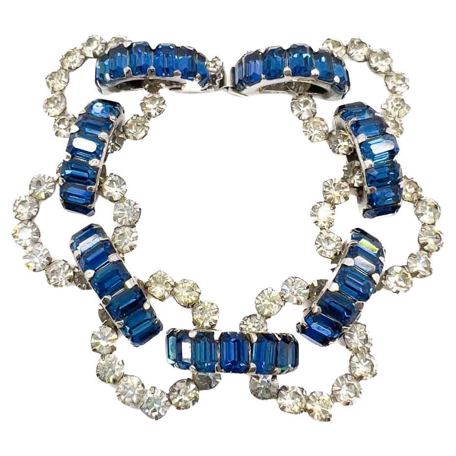 Vintage Christian Dior by Mitchel Maer, London Sapphire Crystal Bracelet 1950s For Sale